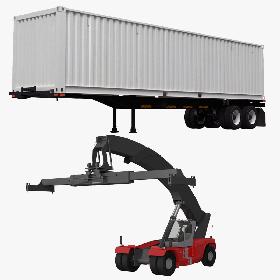 3D ISO Container Trailer and Reach Stacker